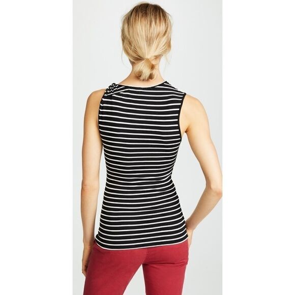 FRAME Knot Shoulder Tank Top In Noir Multi Black w - Picture 5 of 13